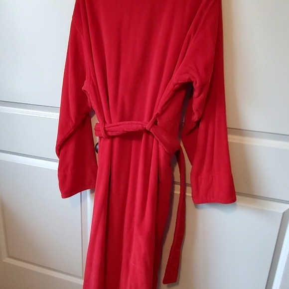 Victoria's Secret Red Velour Full Length Bath Robe Women's M/L Fits Like XL - Picture 4 of 6